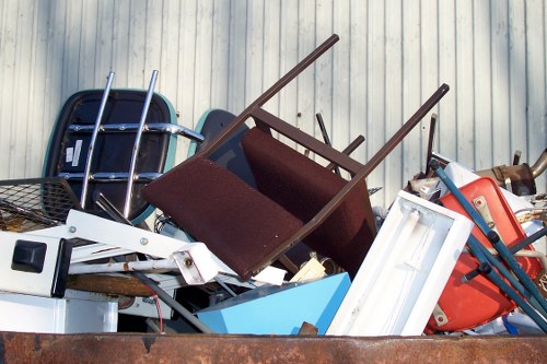 Construction site with waste materials in Swiss Cottage